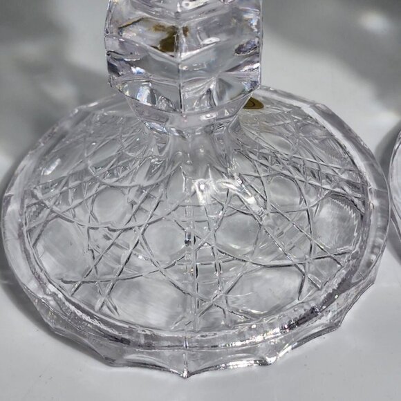 Crystal Pedestal Candlesticks Candleholders Pair PbO 24% Vintage Made in Taiwan - Picture 3 of 8